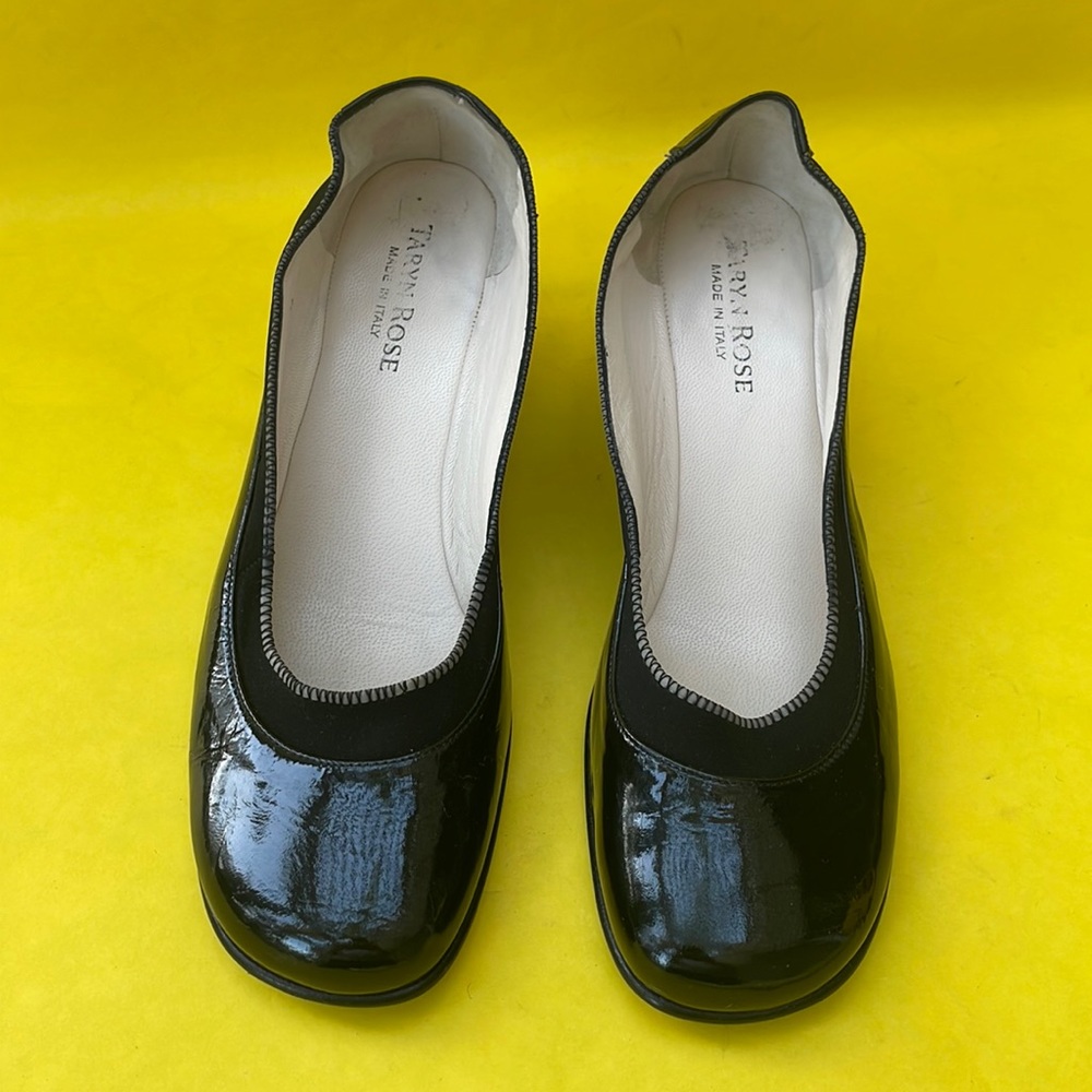 Black Taryn Rose patent leather wedges - Picture 2 of 8